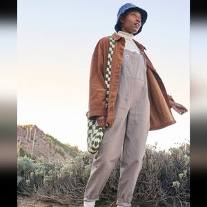 Brown Jacket with Gray Overalls